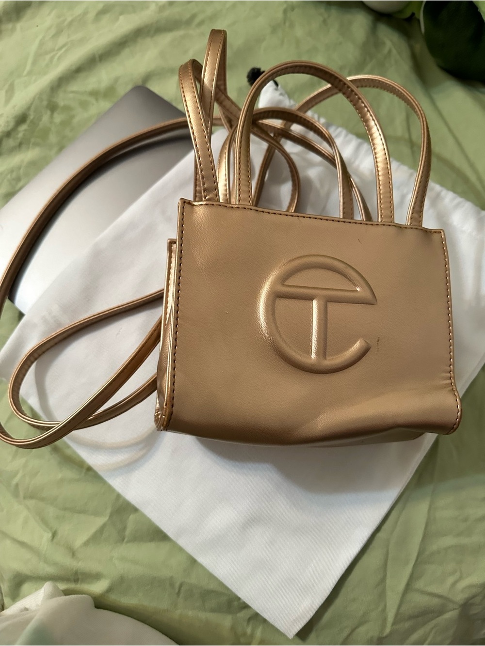Telfar Mini Tote in Metallic Gold